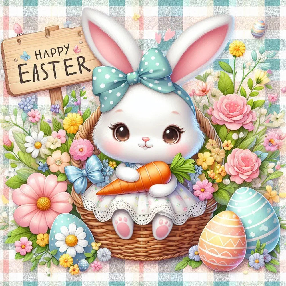 30*30CM 5D DIY Full Round Drill Diamond Painting Easter Gnome Egg Kit Home Decoration Art Craft Mosaic Painting