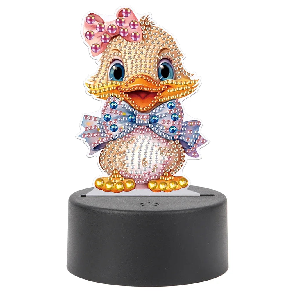 DIY Diamonds Painting Animals Table Lamp Handmade Diamond Mosaic Lamp LED Diamond Embroidery Night Lamp for Office Desktop Decor