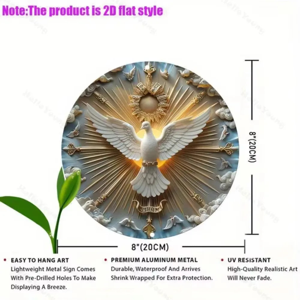 Christ the Spirit Dove Wall Art - 3D Relief Effect Aluminum Metal Logo Chinese Wall Hanging, Multi-Purpose Decor for Home Decor