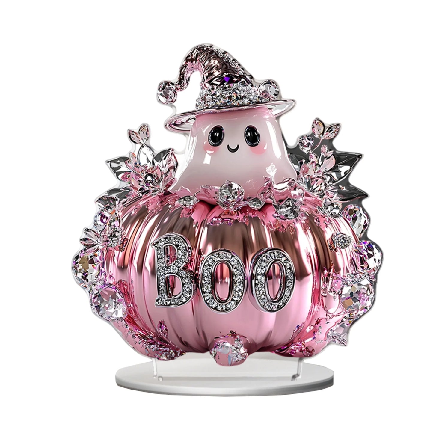 Halloween Party Decorations Spooky Acrylic Crystal Pumpkin 2D Flat Statue Ornament Table Centerpiece for Home Décor