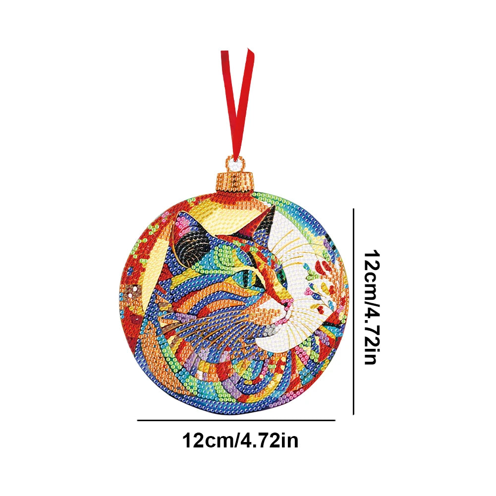 8PCS Diamond Painting Hanging Sign Colourful Cat Double Sided Diamond Painting Hanging Decor Diamond Drawing Hanging Ornament