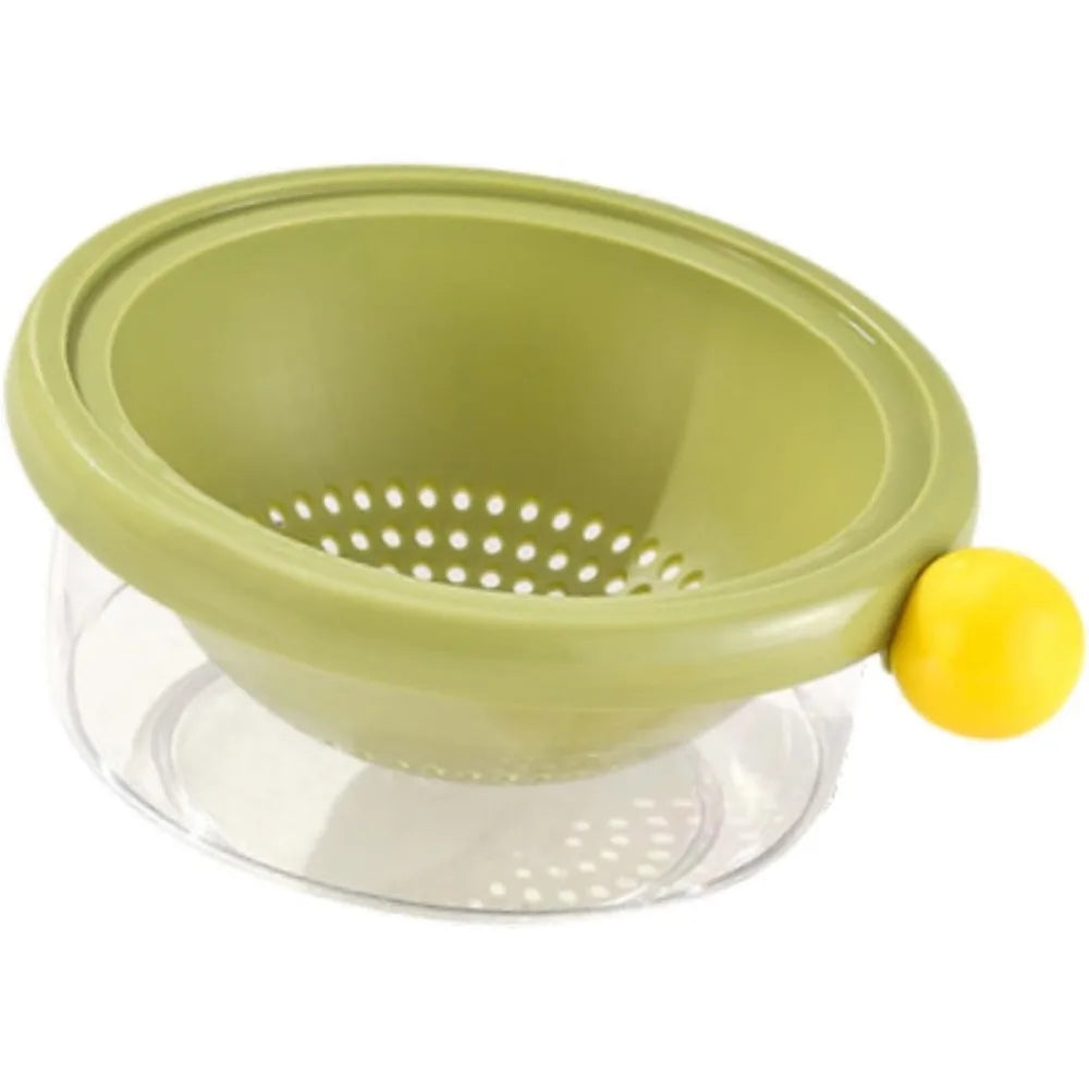 Kitchen Strainer Colander Bowl,2 in Colander Set Home Vegetable Fruit Washing Basket for Food Cleaning Mixing, Green 18x7.5cm