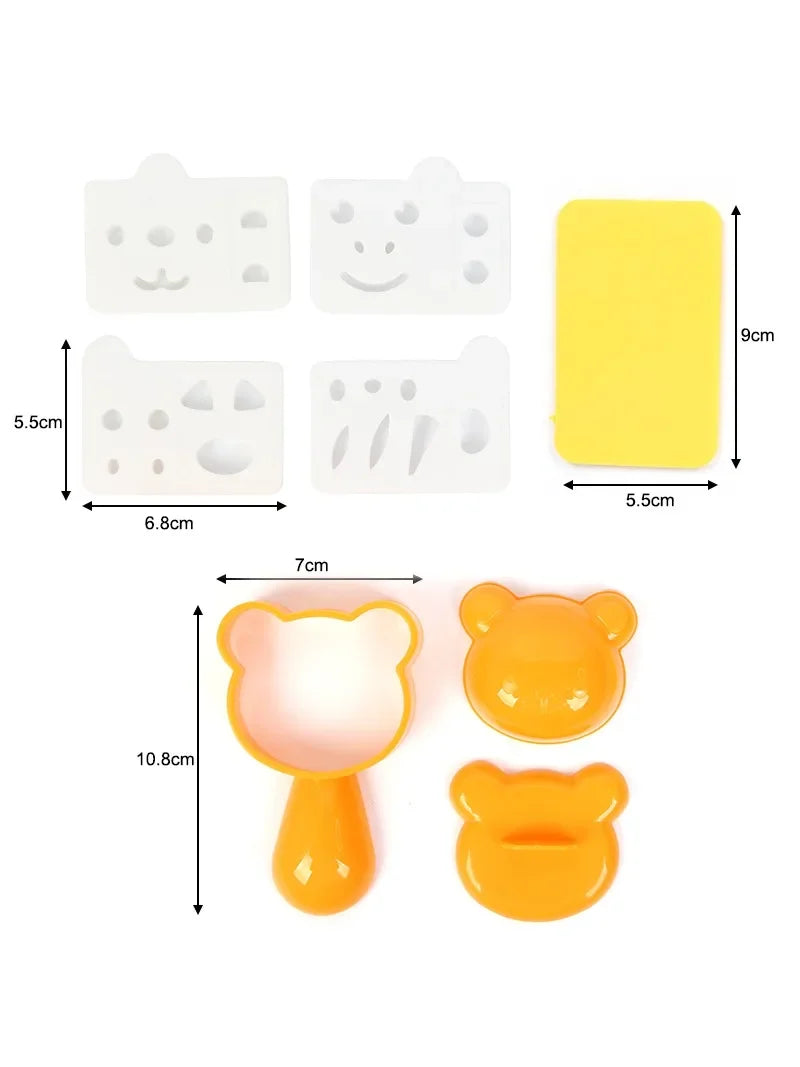 Rice Ball Mold Set Chicken Bear Kawaii Sushi Curry Rice Mould Pattern Bento Accessories Seaweed Cutter Kitchen Tools