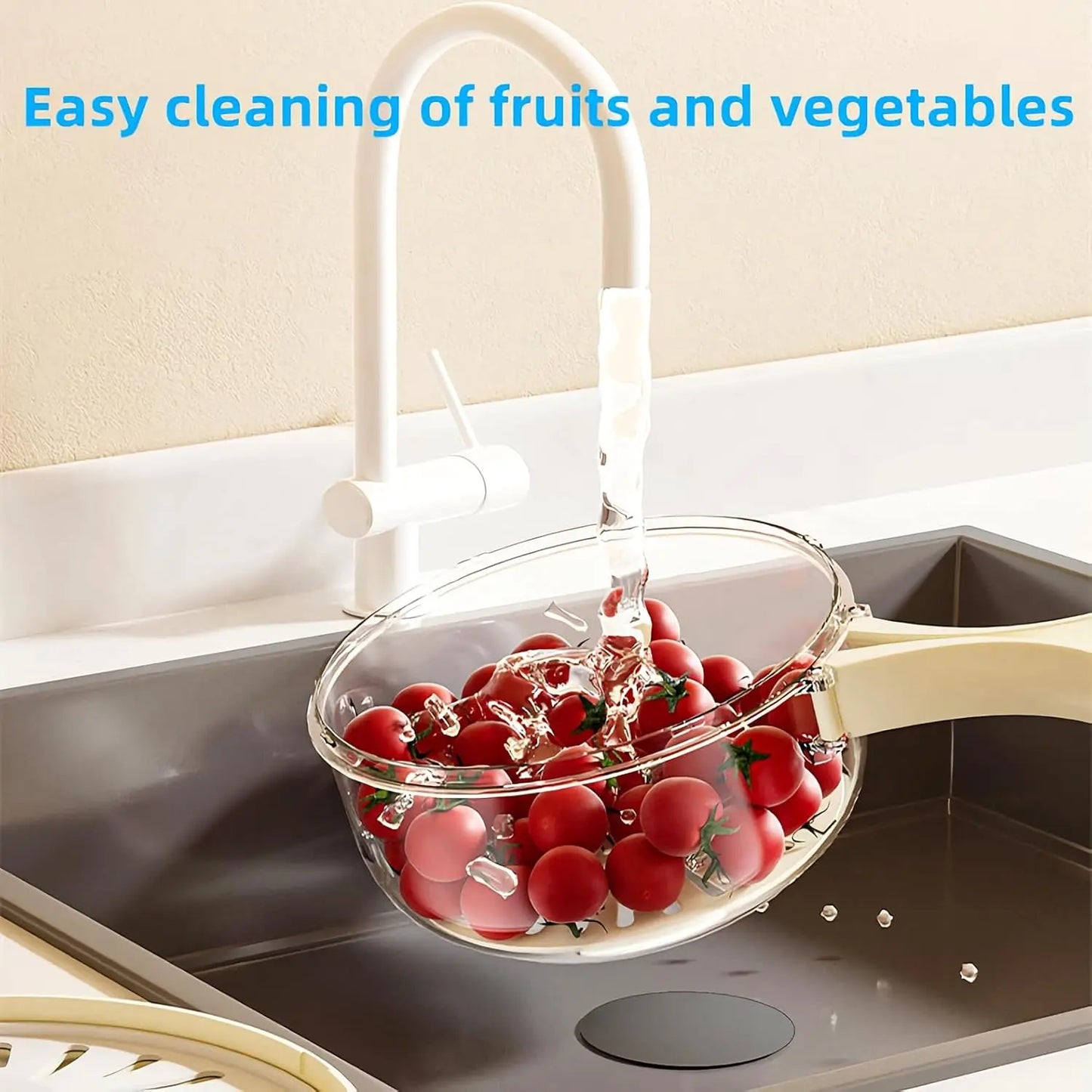 Fruit and Vegetable Drainer Washing Cleaning Colander Bowl with Strainer,Fruit Wash Drainer Basket Container with Handle lid,Fru