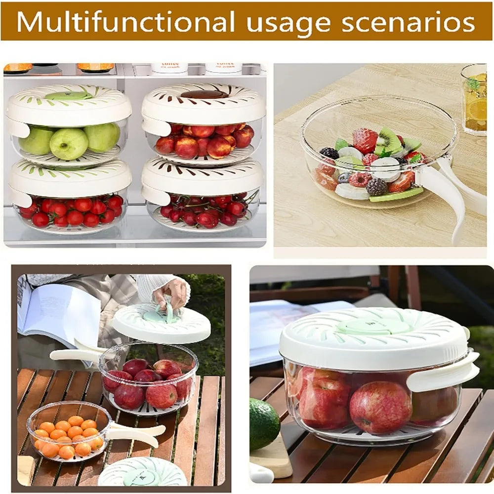 2025 New Fruit Washing Bowl with Strainer Lid and Handle,3 in 1 Multipurpose Drain Basket,Fruit and Vegetable Washer,Fruit Colan