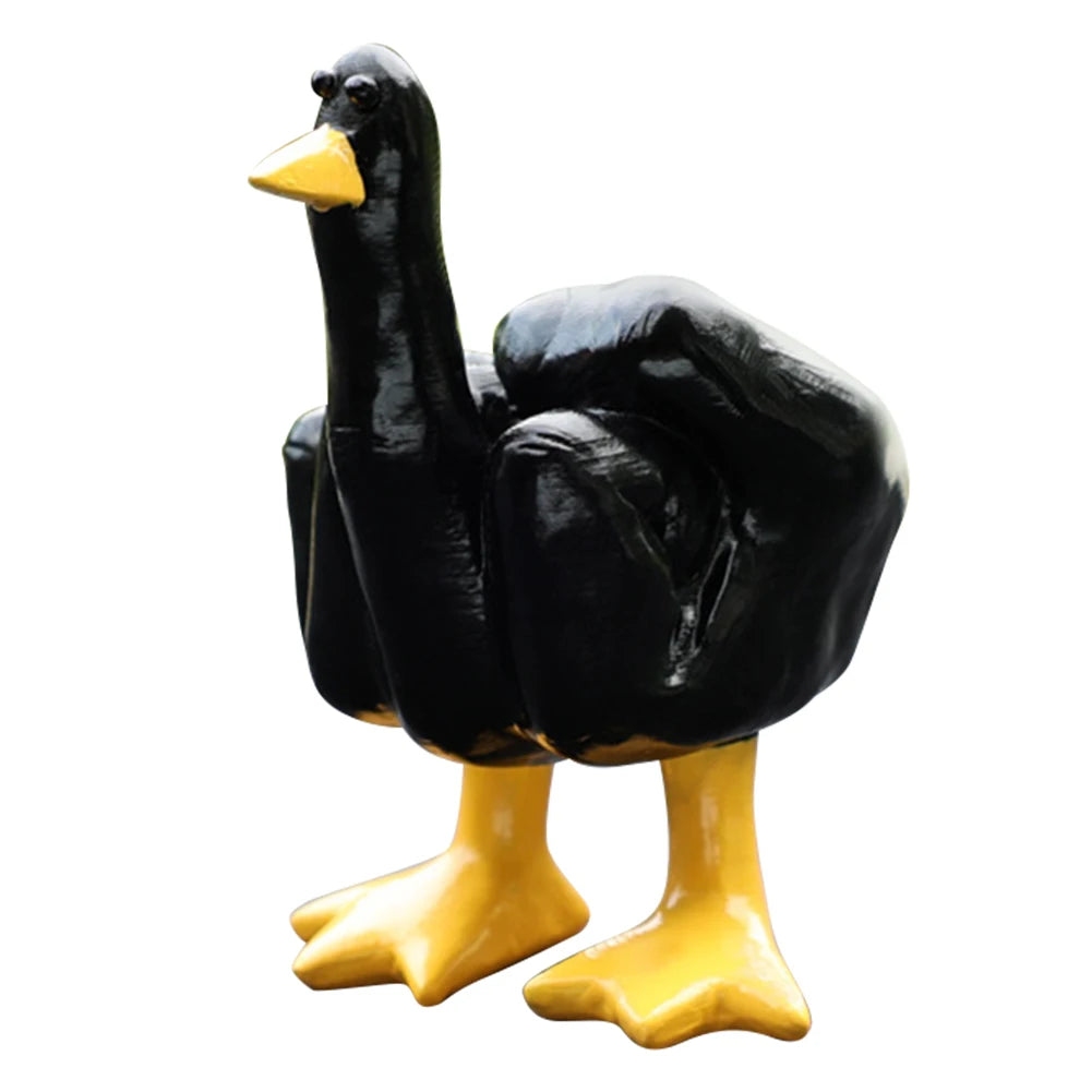 Middle Finger Duck Decorative Figurine Resin Tabletop Duck Ornament 7.5cm Funny Duck Statue for Home Garden Desk Decoration