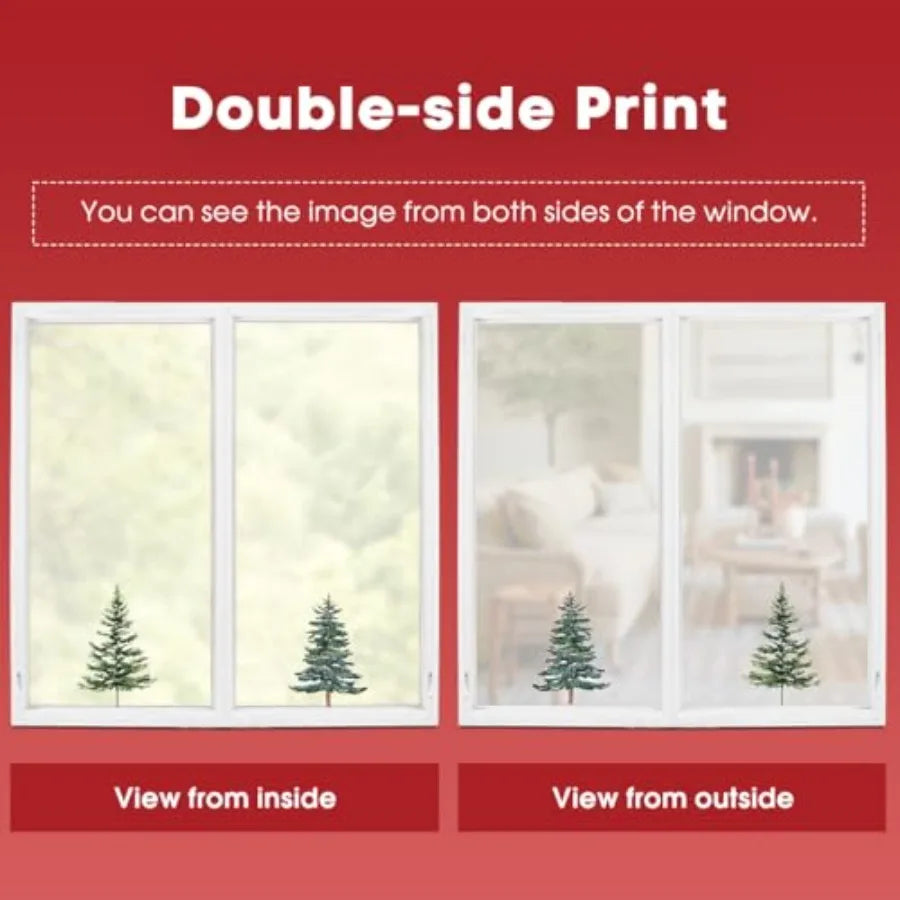 130 PCS Christmas Window Cling Sticker Trees Snow for Home Party Supplies Shop Window Glass Display Decoration Perfect for Holi