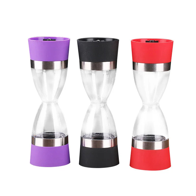 Manually 2 in 1 Hourglass Shape Dual Salt Pepper Mill Spice Grinder Pepper Shaker for Kitchen Cooking Tools Easy to Clean CA