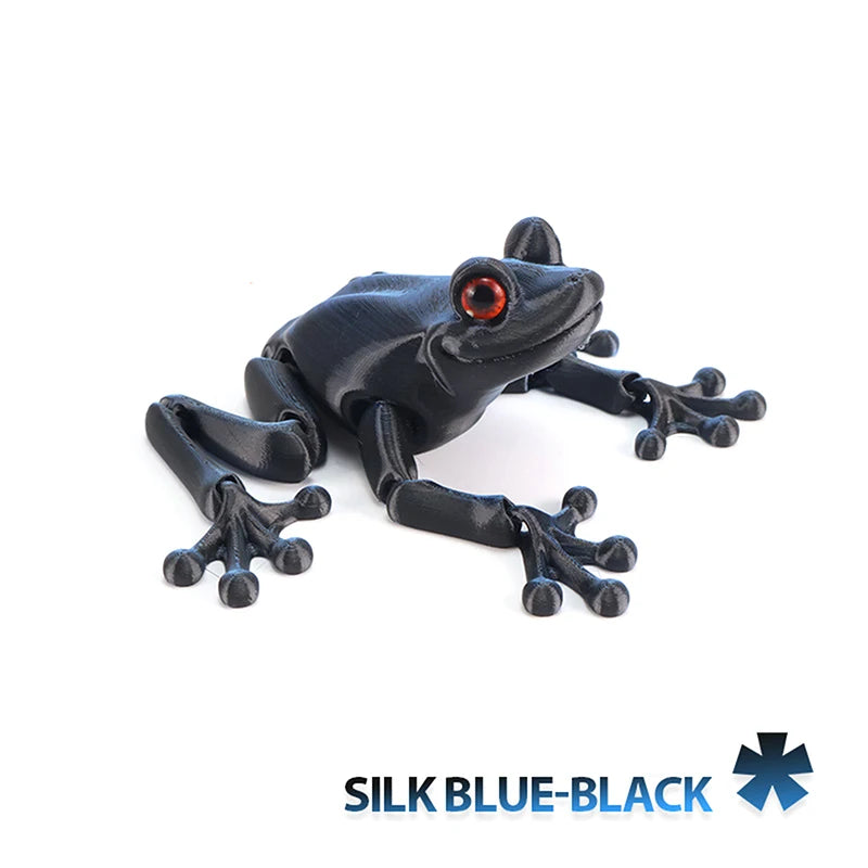 1 Piece Kids Gift 3D Printed Mini Cute Frog Figure Multi-joint Movable With Glittering Eyes For Room Decoration DIY Accessories
