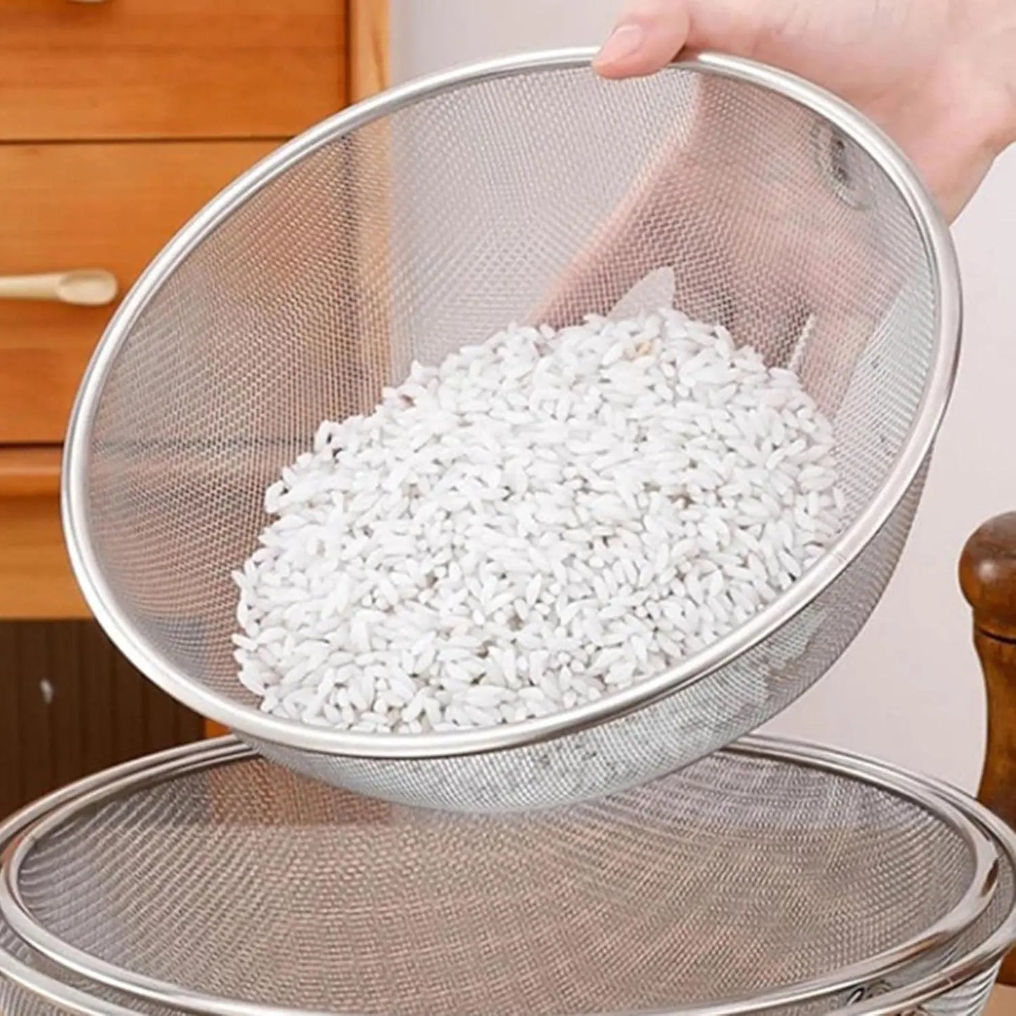 Metal Colander Bowl Drainer Large Kitchen Accessories Vegetable Stand Holder Storage Basket Fine Mesh Colander for Office Fruits