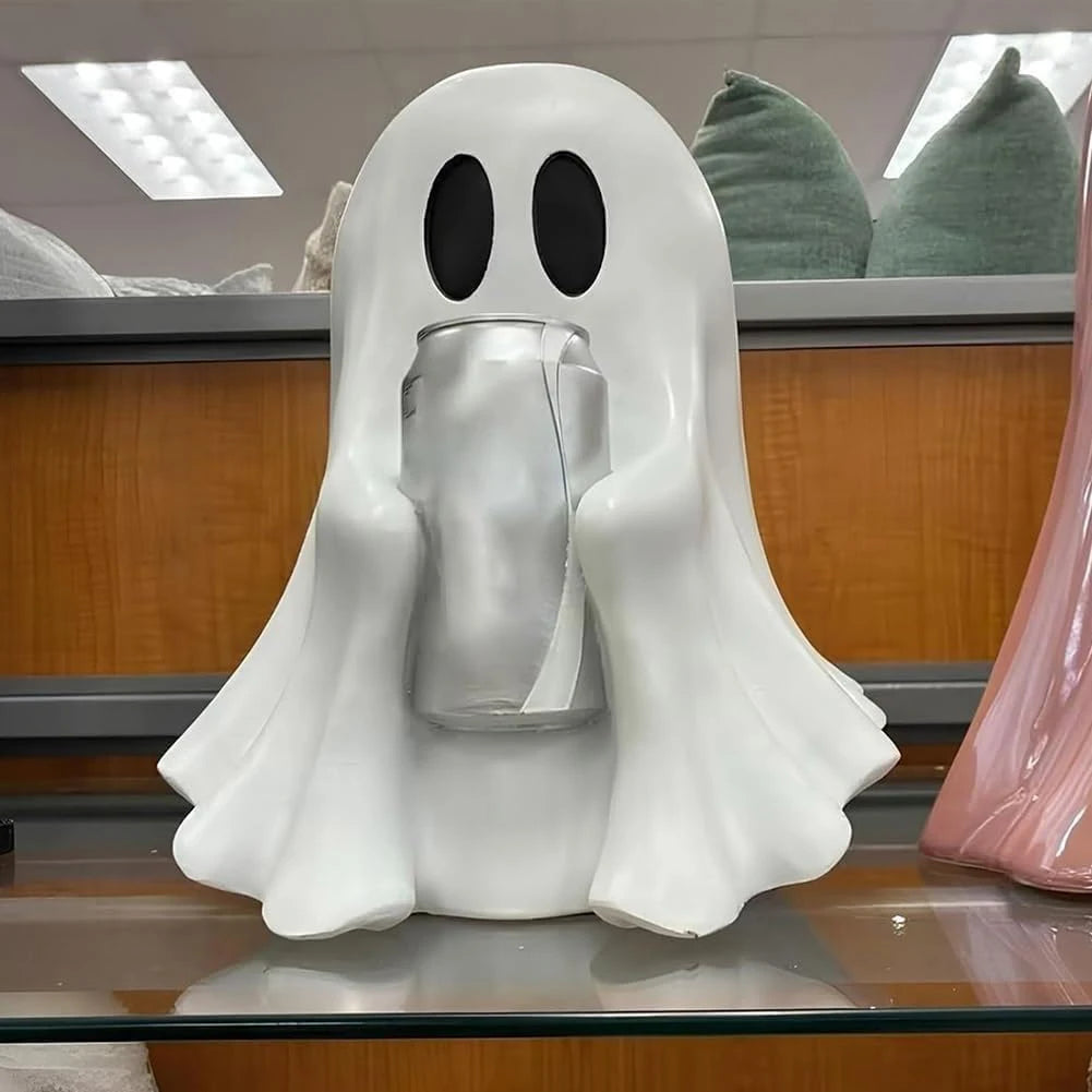 Halloween Ghost Can Holder Spooky Decor Drink Holder Cute Ghost Drink Holder Ghost Beverage Holder for Parties Gatherings