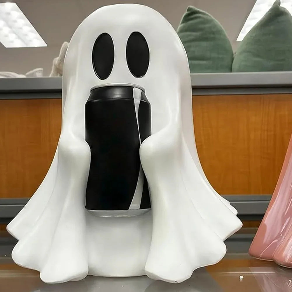 Halloween Ghost Can Holder Spooky Decor Drink Holder Cute Ghost Drink Holder Ghost Beverage Holder for Parties Gatherings