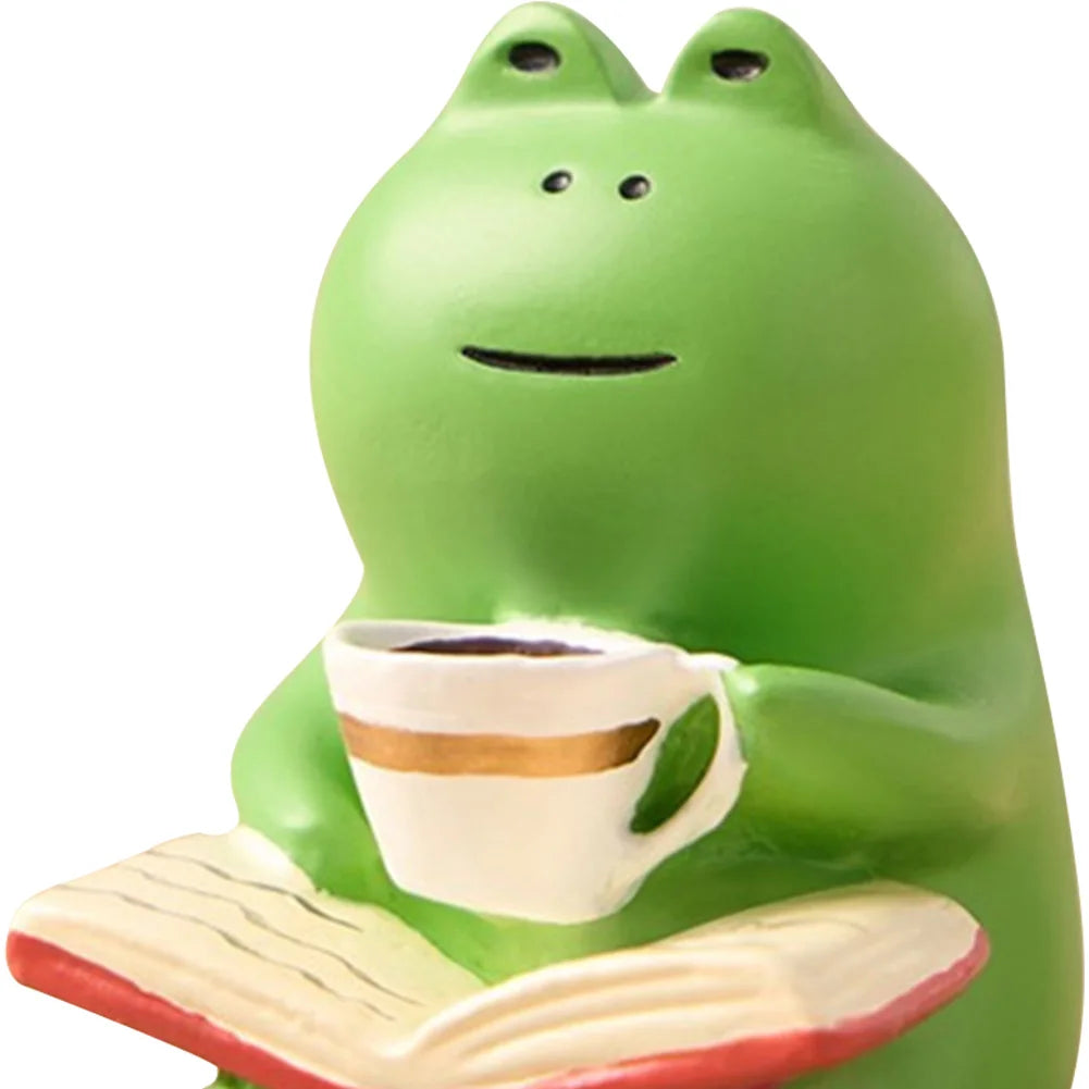Handmade DIY Micro Rocking Chair Cartoon Frog Rocking Chair Rocking Chair Design with Book Coffee Home Bedroom Office Decoration