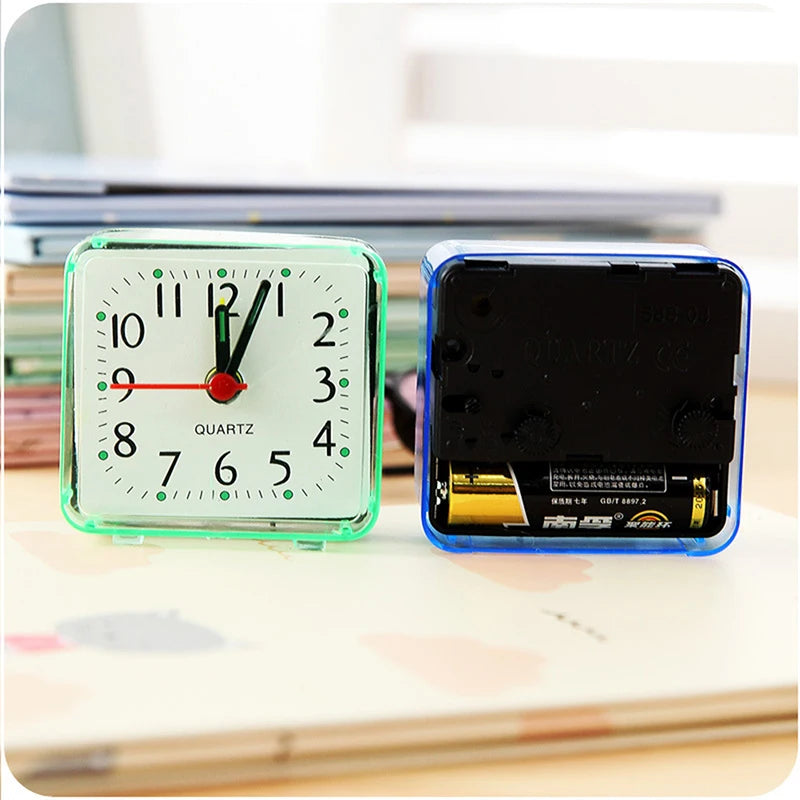Bedside Student Alarm Clock Analog Alarm Square Crystal Candy Color Desktop Decor Clock Bedroom Electronic Alarm Clock