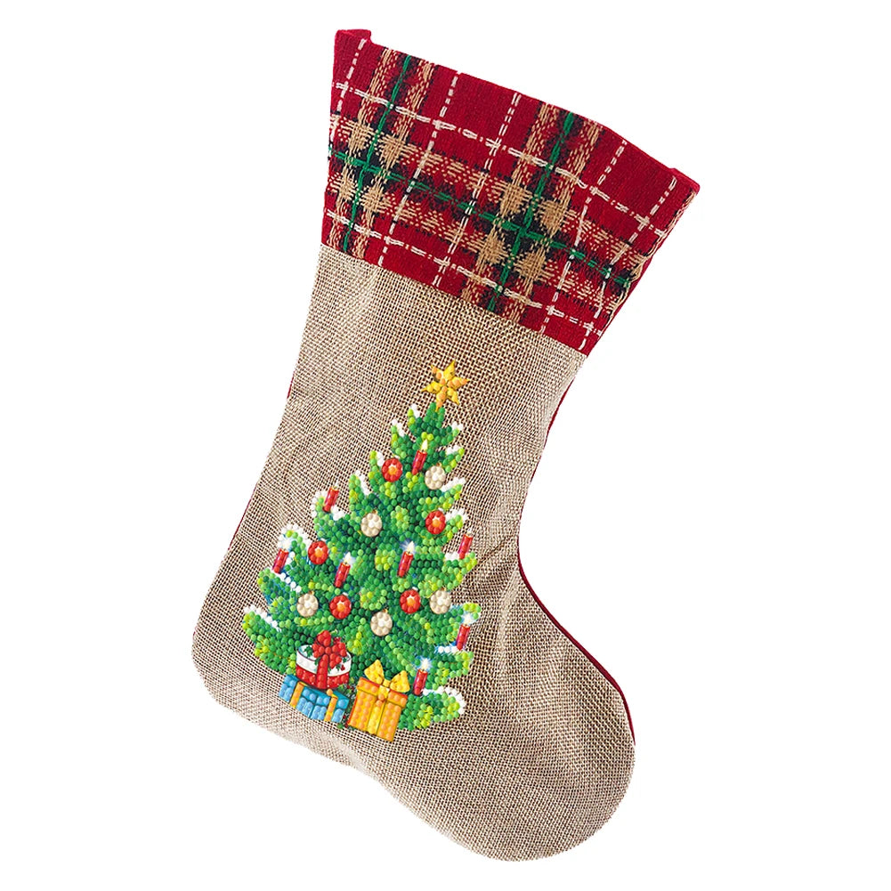 Christmas Decor Diamond Painting Stocking Snowman Diamond Xmas Fireplace Hanging Stockings Owl Pine for Family Party Decorations