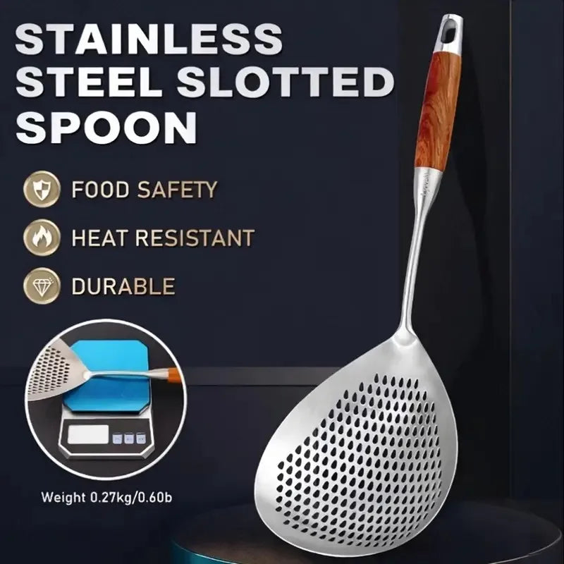 Stainless Steel Fine-Mesh Skimmer - Short Handle Scoop Strainer for Dumpling Soup, Stew & Cooking kitchen utensils