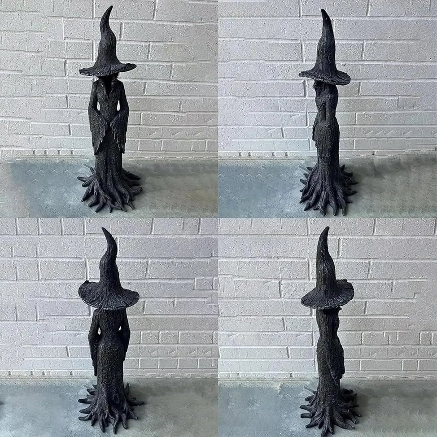 Cracker Barrel Witch Statue Gothic Halloween Resin Figurine Retro Magician Decor, Dark Fantasy Ornament, Festival Collectible