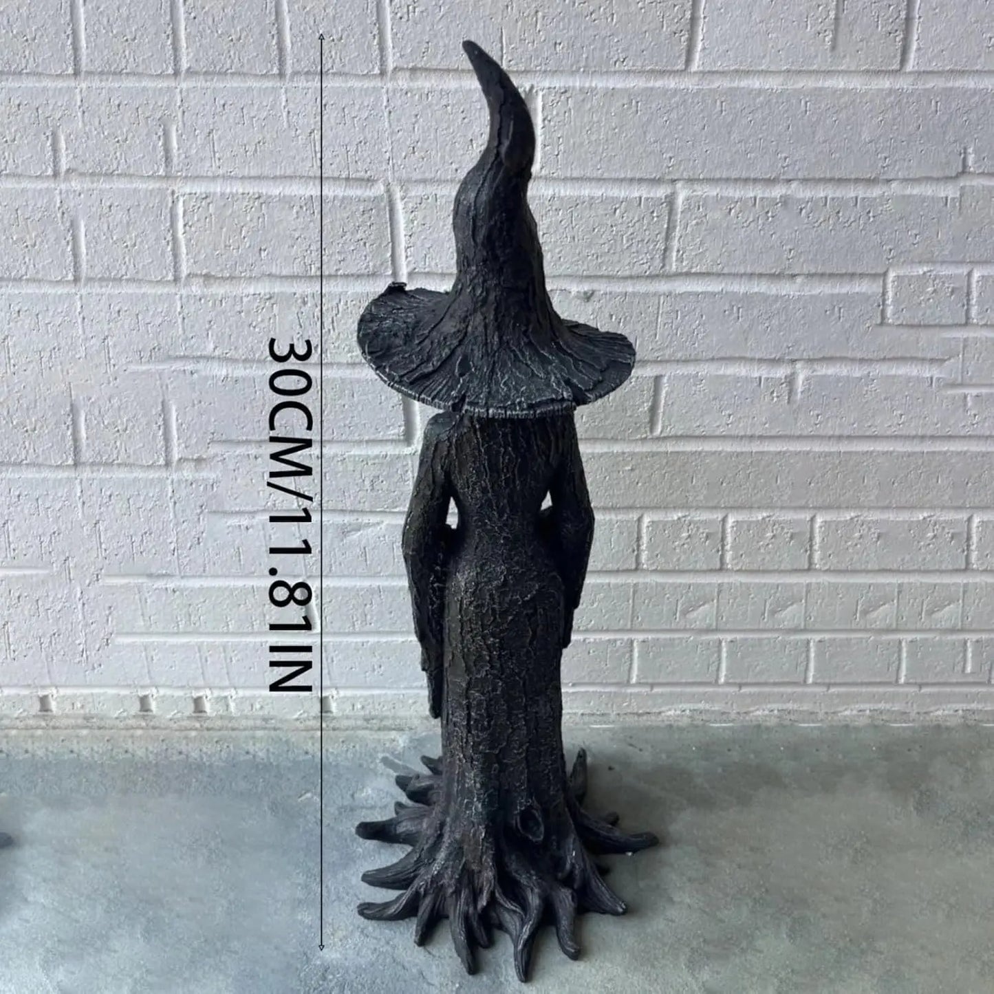 Cracker Barrel Witch Statue Gothic Halloween Resin Figurine Retro Magician Decor, Dark Fantasy Ornament, Festival Collectible