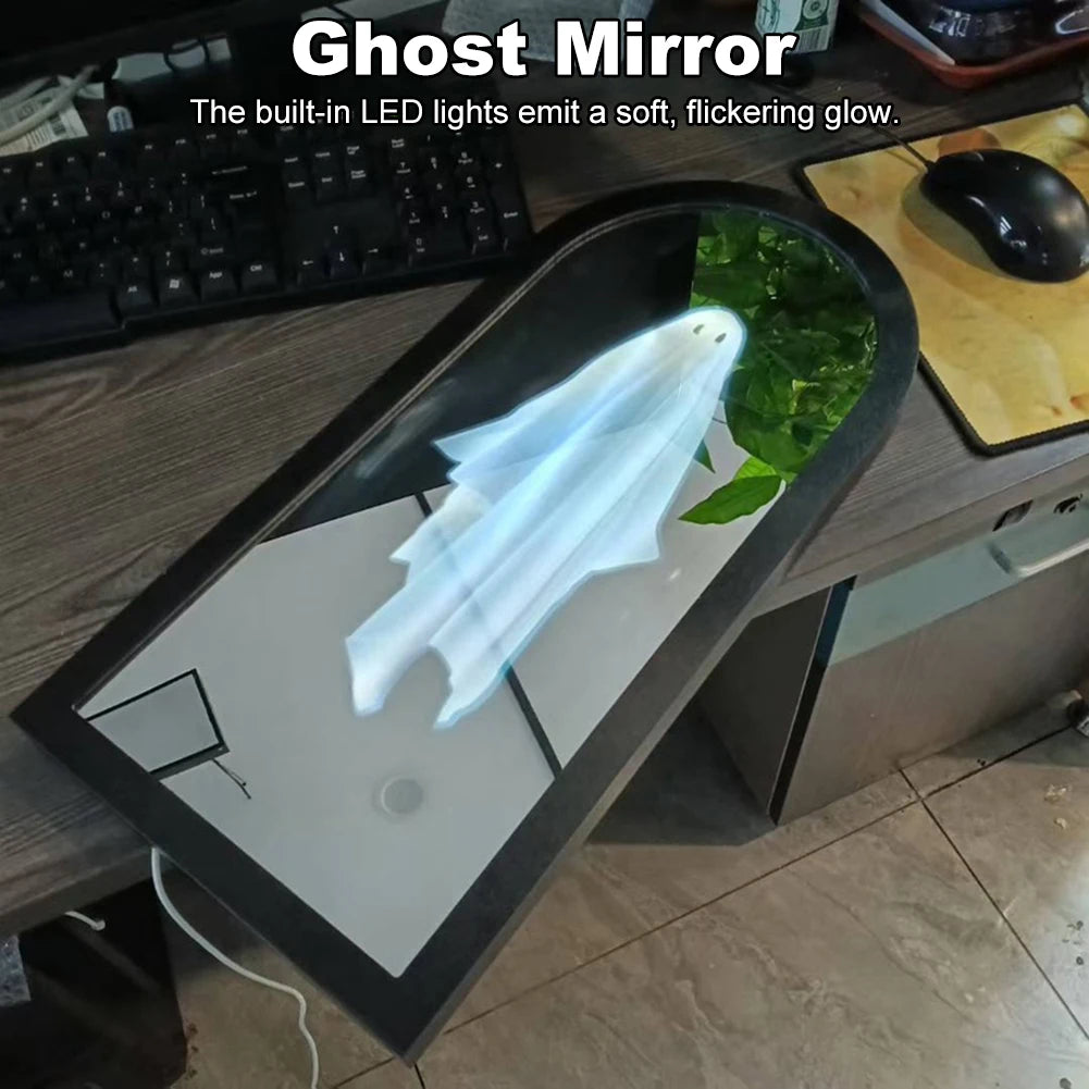NEW Ghost Mirror Halloween Decorations Night Light Spooky Apparition Halloween Hologram Ghost Mirror Prank Halloween Party Decor
