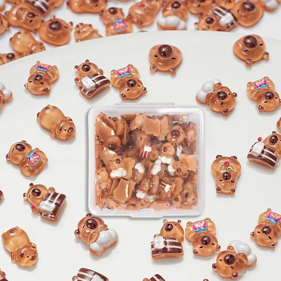 110PCS Mini Resin Capybara Decor for Dollhoe Resin Tiny Animals Figures to Hide Cute capibaras Gifts for Crafts Micro Miniature