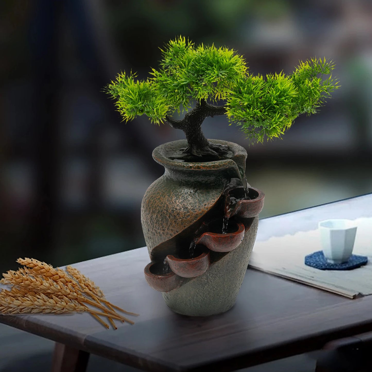 Mini Waterfall Tabletop Fountain, Indoor Relaxation Water Feature, Tabletop Fountains for Home Decoration