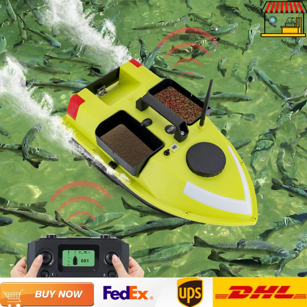 Rechargeable GPS Fishing Bait Boat with 7 Light Colors 600m Remote Control 2kg Load Bait Boat with 2 Batteries