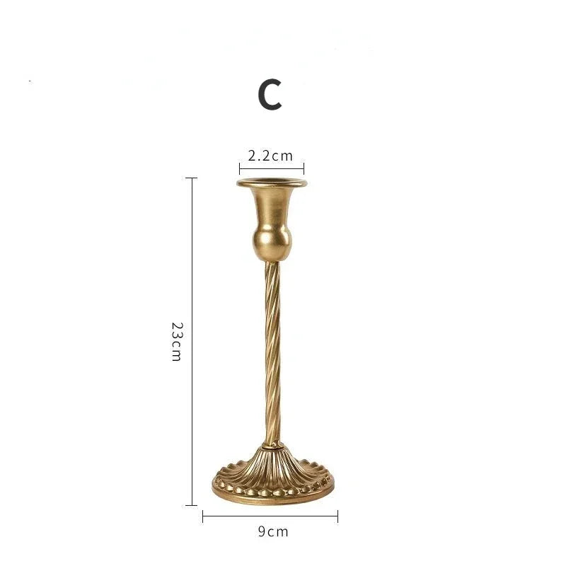 3pc Candlestick Holders Kit Brass Gold Candlestick Set Candle Holders Decorative Candlestick Stand for Wedding Party Dinning