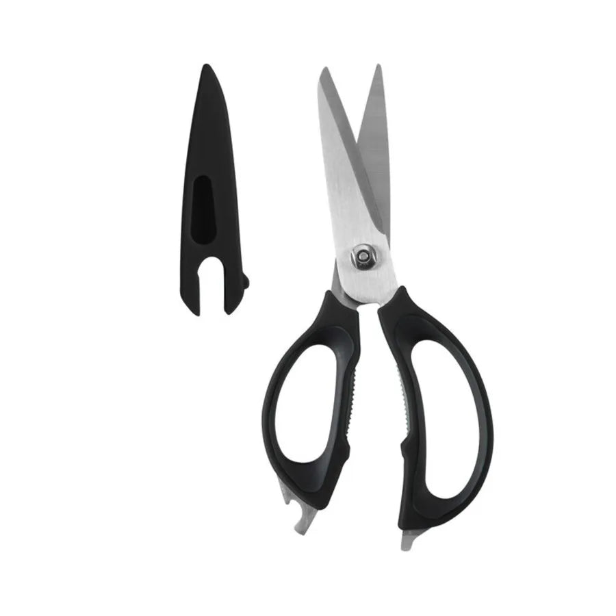 4 in 1 Stainless Steel Scissors with Nonslip Handles in Black for Kitchen Gardening Craft and Office Use Durable Ergonomic and