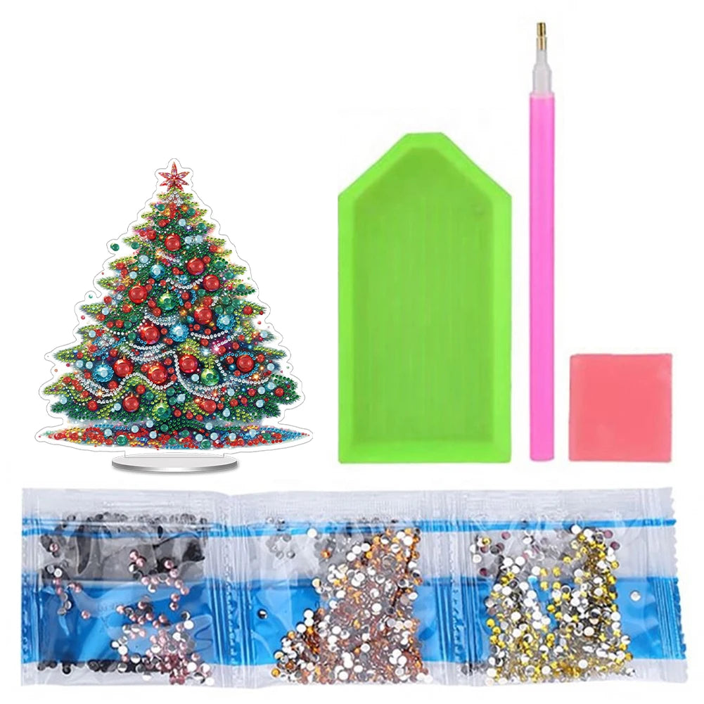 Christmas Special Shaped Desktop Diamond Art Kits Acrylic Diamond Painting Desktop Ornaments Kit for Home Office Desktop Decor