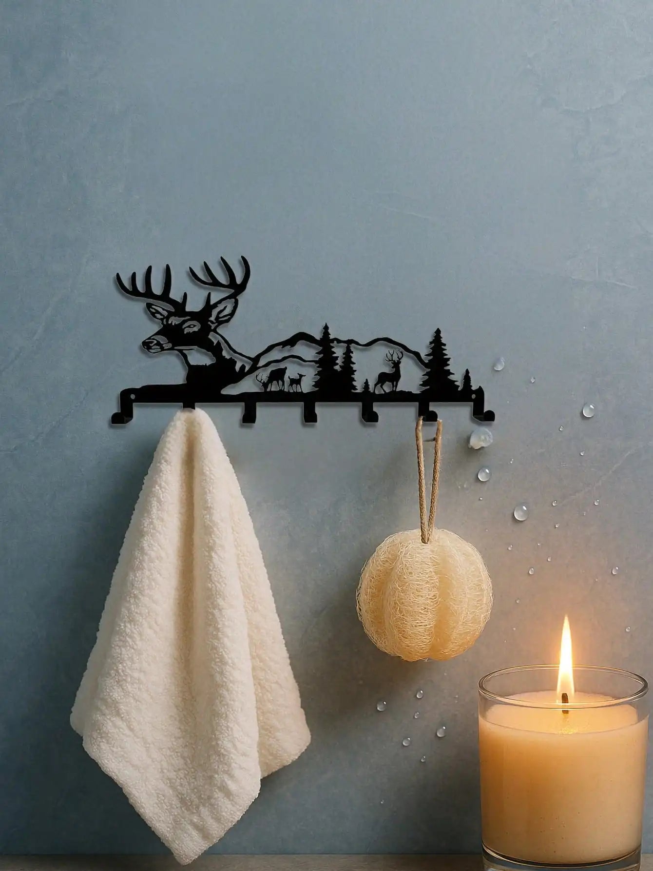 "Boho Deer & Forest Woodland Wall Key Holder – Rustic Entryway Organizer, Nature-Inspired Decor & Gift"