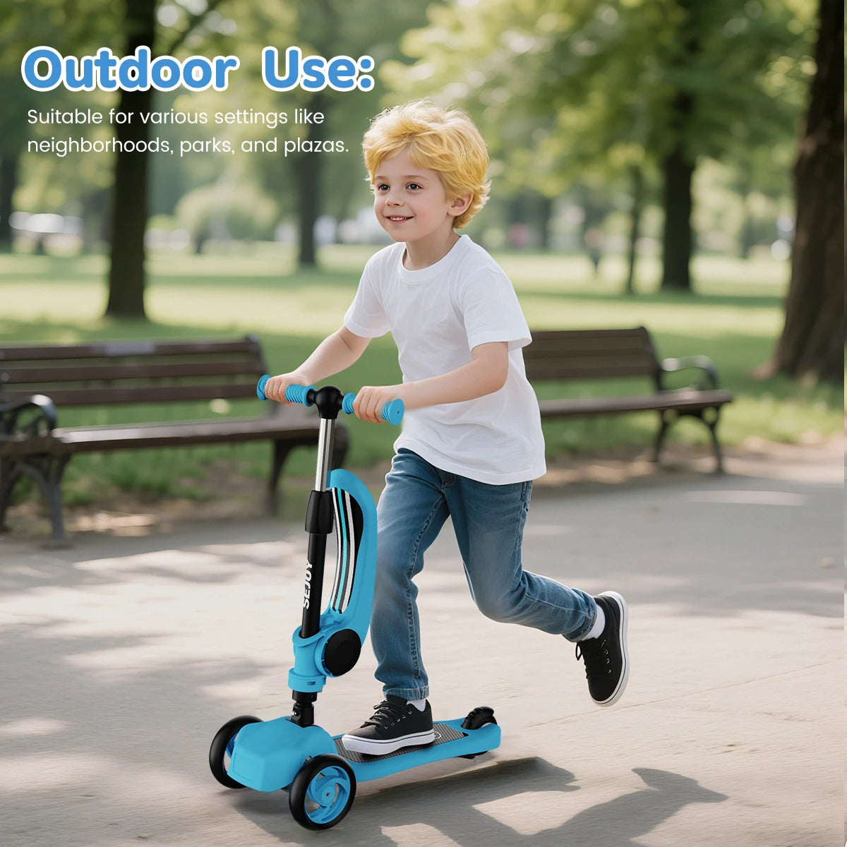 Kick Scooter for Kids with 3-Wheeled LED Lights,Adjustable Lean-to-Steer Handlebar,Foldable Seat,Sit or Stand Ride,for 3-8 Years