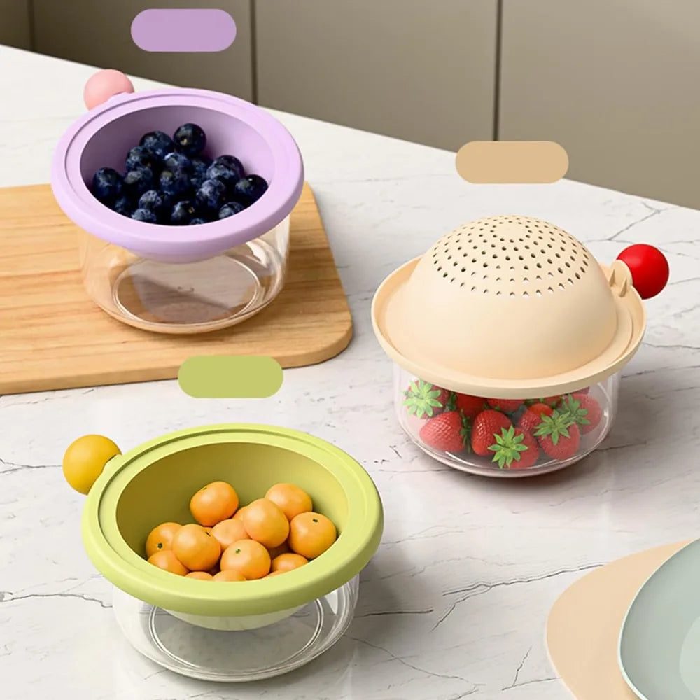 2 Layer Colander Home Decoration Kitchen Food Container Multifunctions for Fruit Washer Elegant Quick Drain Fruit Vegetable Bask