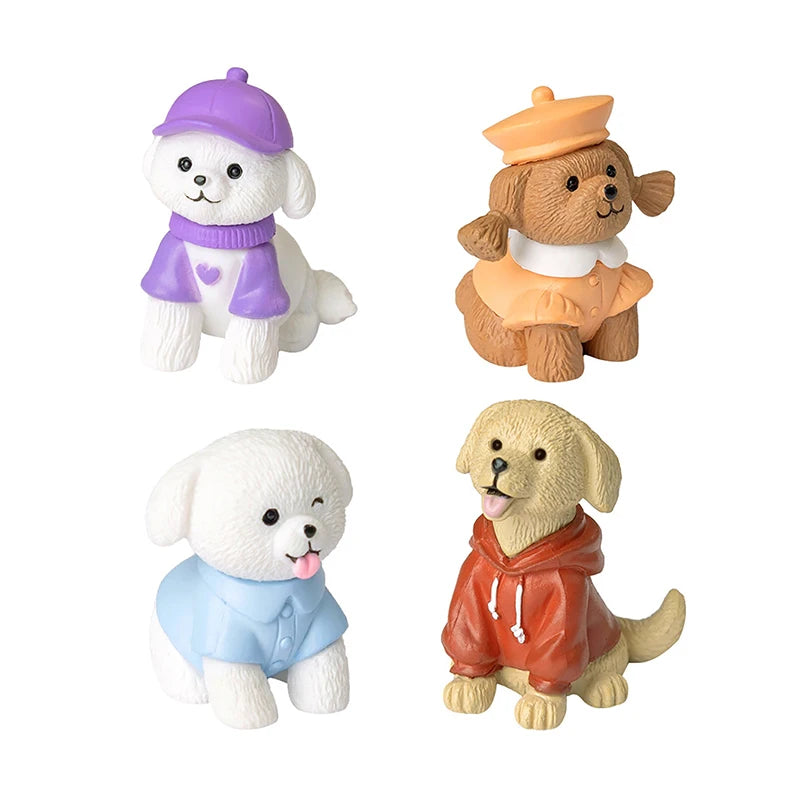 6PCS Desk Accessories Figurines Miniatures Cute Simulation Dog Pomeranian Micro Landscape Ornaments For Home Decoration