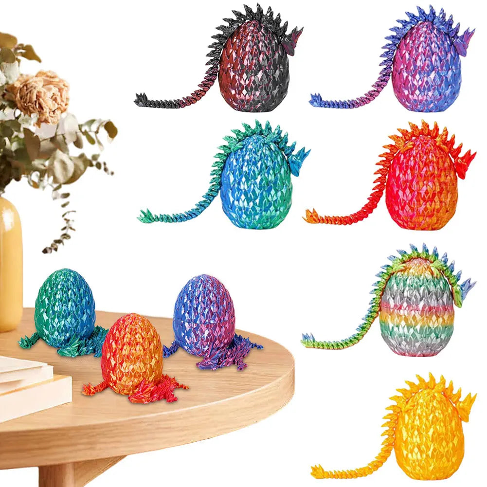 6Pcs 3D Printed Dragon Egg Relief Anxiety Dragon Fidget Toy 3D Printed Articulated Dragon Home Office Decor Toys for Kids Gifts