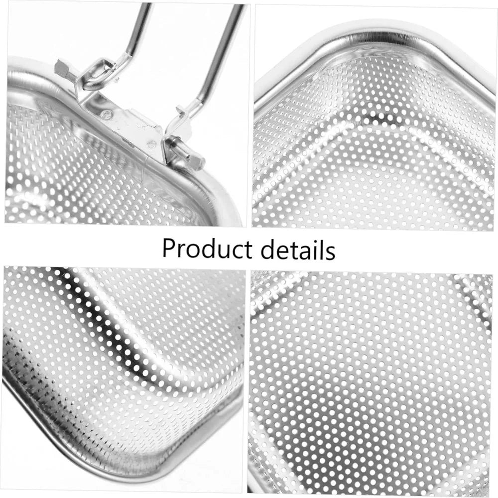 Stainless Steel Mesh Colander with Hook – Foldable Strainer for Hot Pot Deep Frying Noodles – Sturdy Kitchen Tool for Home Cook