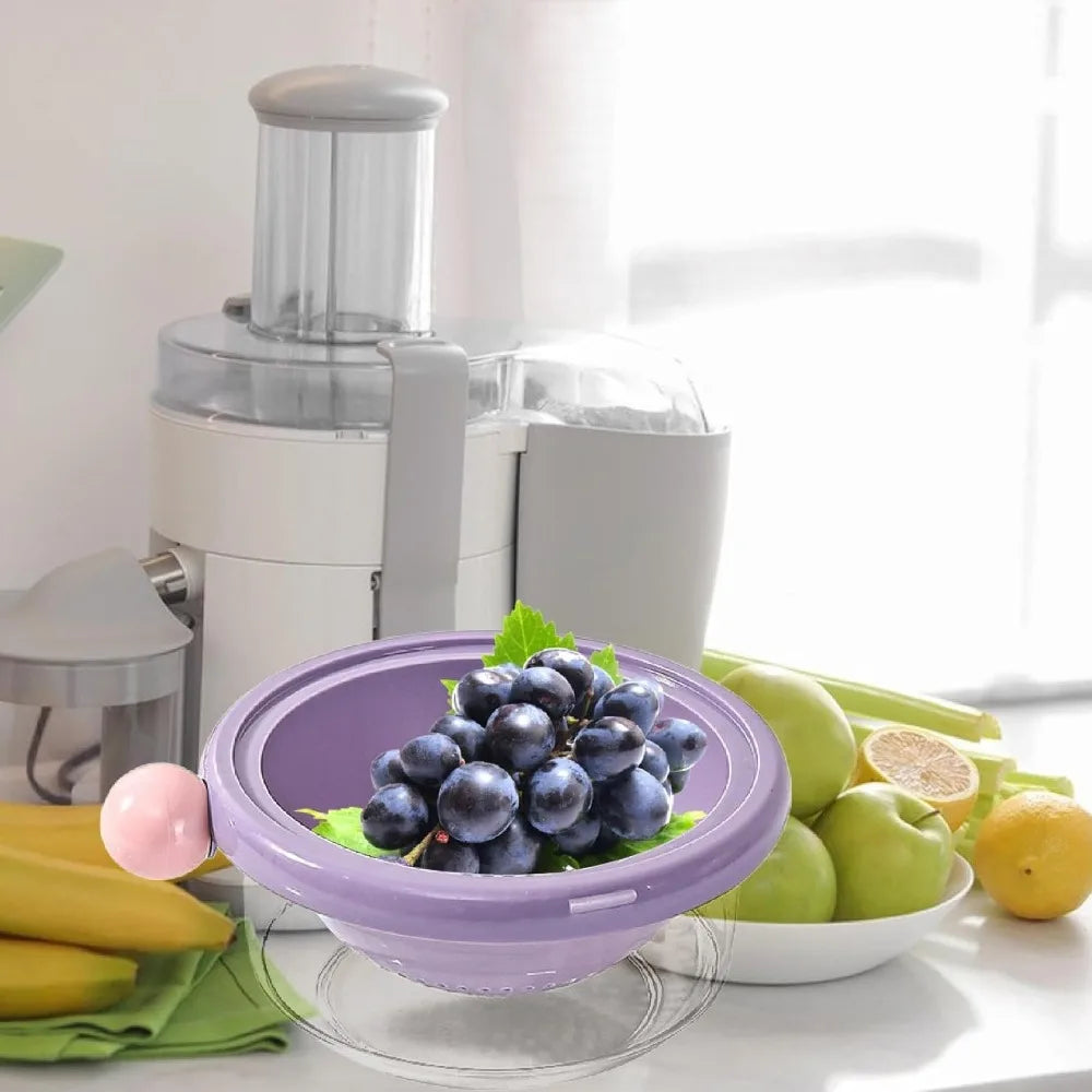 Kitchen Strainer Colander Bowl Drain Bowl Double Layer Home Multifunctional 2 in Colander Set for Food Mixing Salad, Violet 24x1