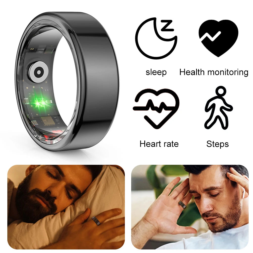 R02 Smart Ring Fitness Tracker Ring 5.0 Bluetooth-Compatible Blood Oxygen Tracker IP68 & 5ATM Waterproof for Android for IOS