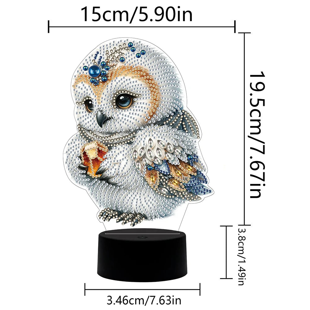 DIY Diamonds Painting Animals Table Lamp Handmade Diamond Mosaic Lamp LED Diamond Embroidery Night Lamp for Office Desktop Decor