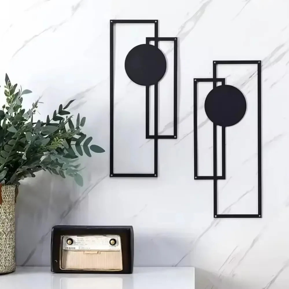 2Pcs Abstract Metal Wall Decor – Minimalist Vertical Geometric Sculptures for Sophisticated Spaces
