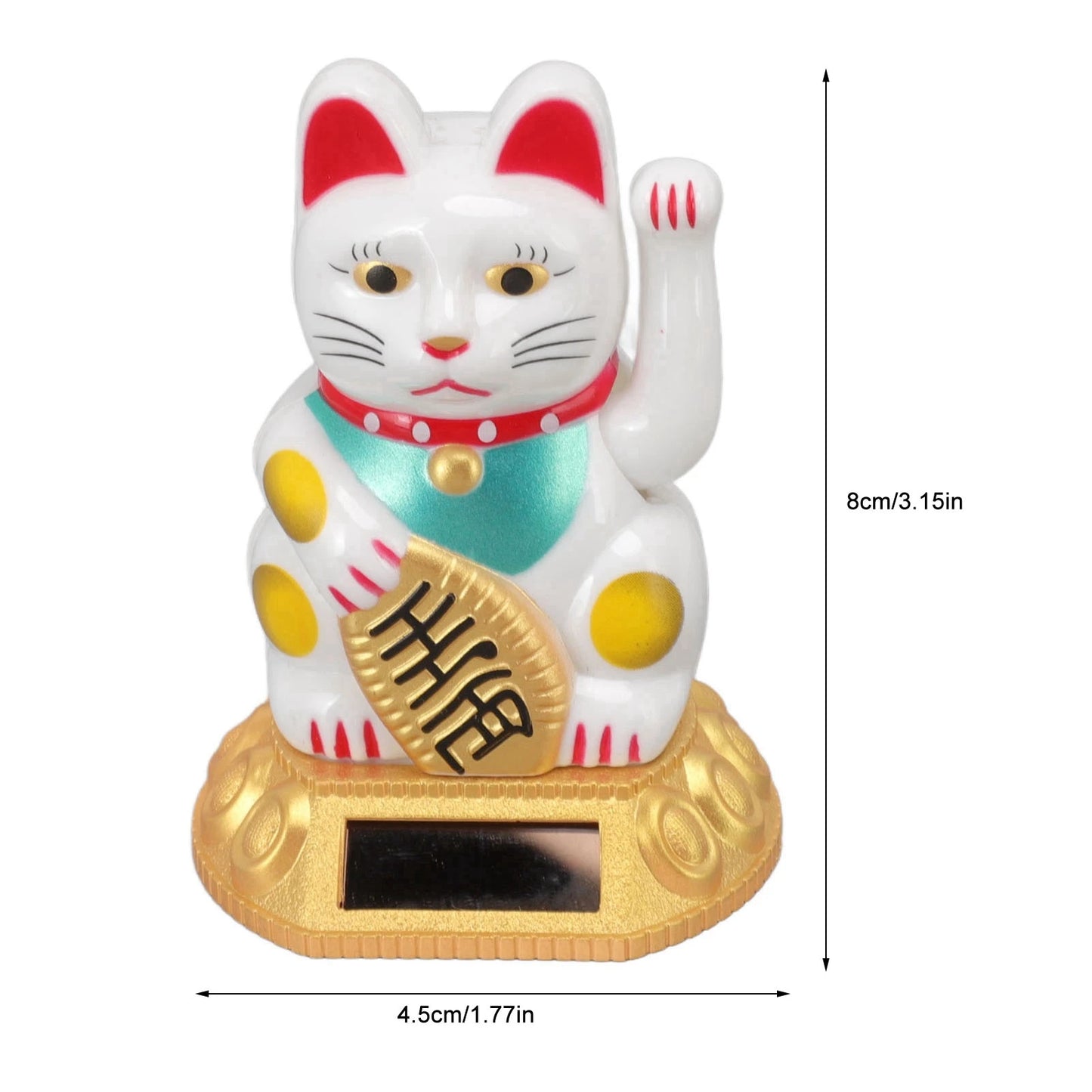 Chinese Lucky Cat Decoration Waving Arm Solar Light Induction Statue Figurine