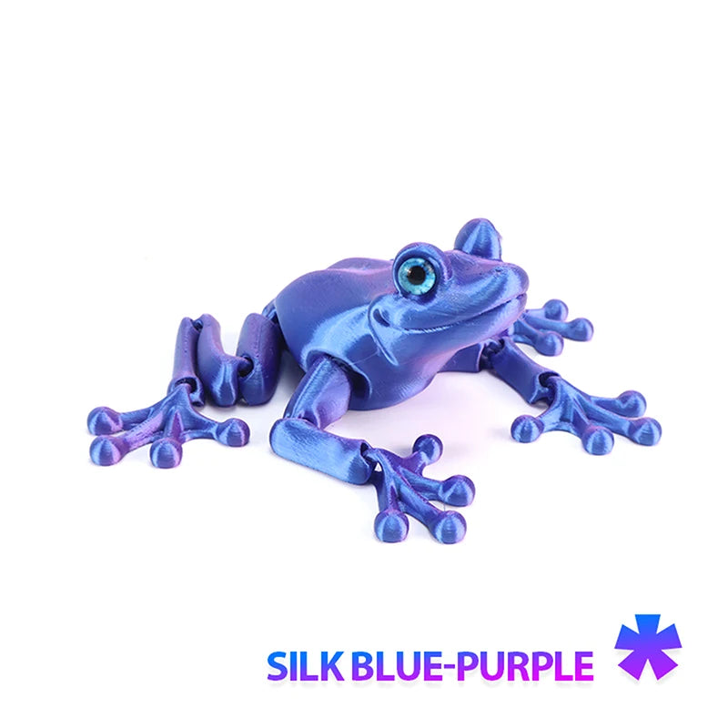1 Piece Kids Gift 3D Printed Mini Cute Frog Figure Multi-joint Movable With Glittering Eyes For Room Decoration DIY Accessories