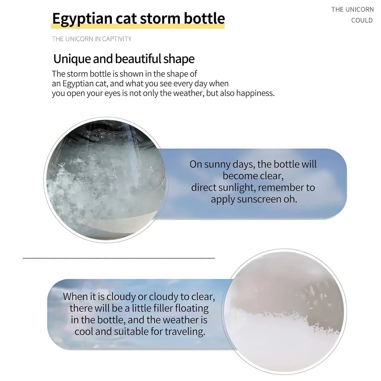 Glass Weather Predictor Bottle with Base Weather Forecast Station Animal Figurine for Home