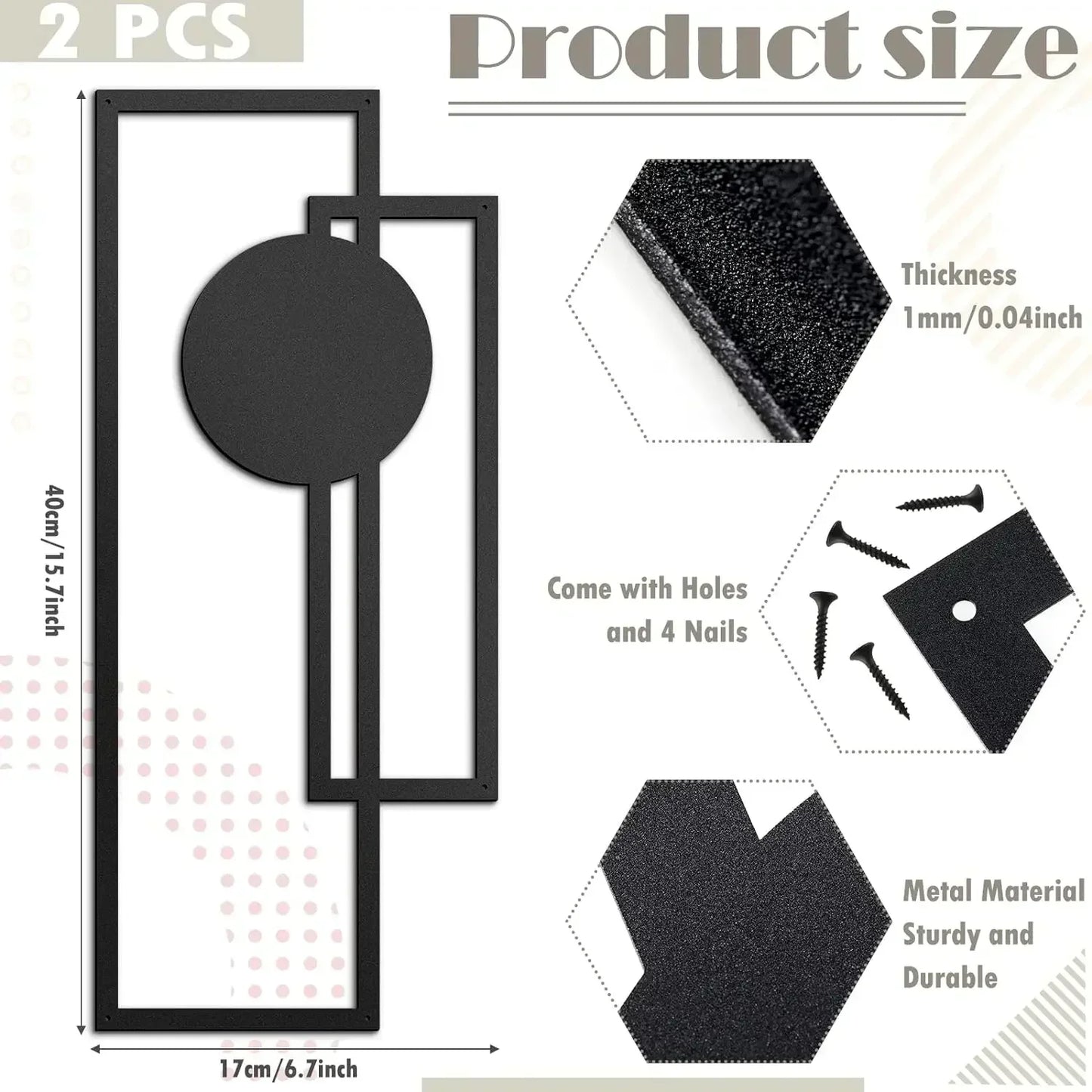 2Pcs Abstract Metal Wall Decor – Minimalist Vertical Geometric Sculptures for Sophisticated Spaces