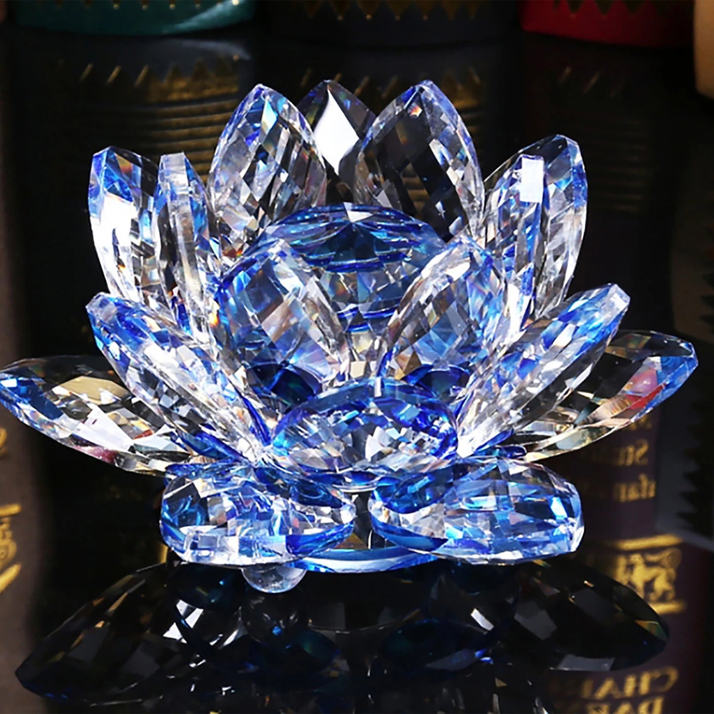 Crystal Lotus Flower Figurines Flower Crafts Glass Car Figurines for Tabletop Centerpiece Home Office