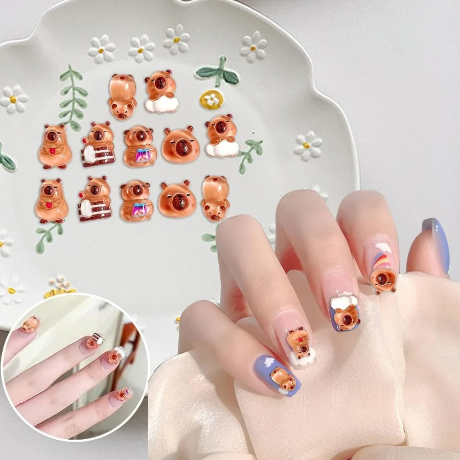 110PCS Mini Resin Capybara Decor for Dollhoe Resin Tiny Animals Figures to Hide Cute capibaras Gifts for Crafts Micro Miniature