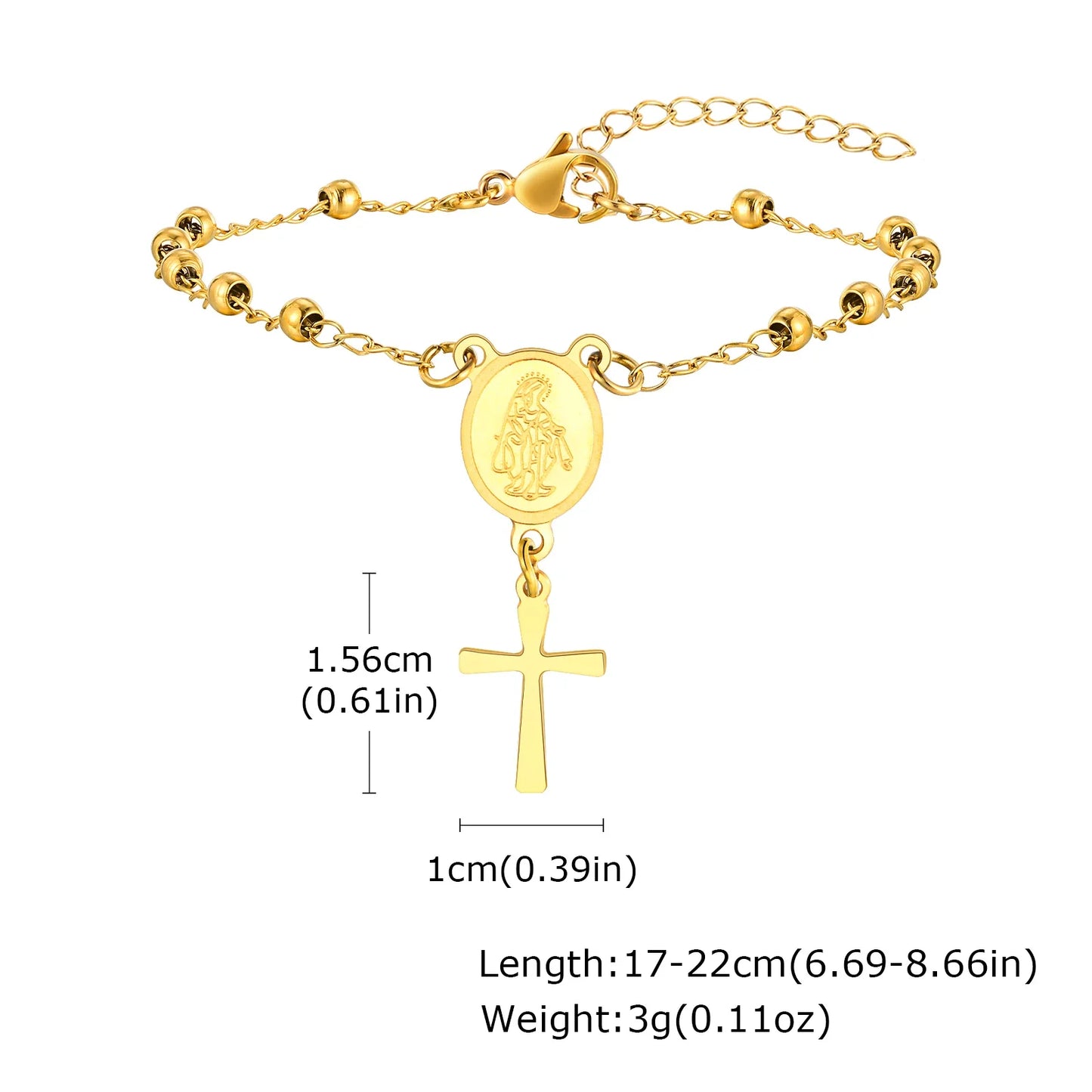 316L Stainless Steel Cross Bracelet for Women, Adjustable Chain Religious Christian Jewelry Daily Wear 2025 Trendy