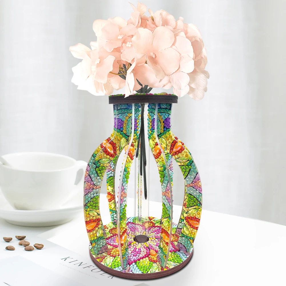 Wood Flower Diamond Painting Tabletop Ornaments Kit Desktop Diamond Art Kits Rhinestones Desktop Ornaments for Home Office Decor