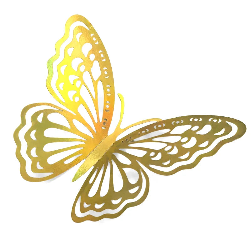 12Pcs 3D Hollow Butterfly Wall Decal Mirror Wall Stickers For Kids Room Home Wall Decoration Fridge Sticker Wedding Party