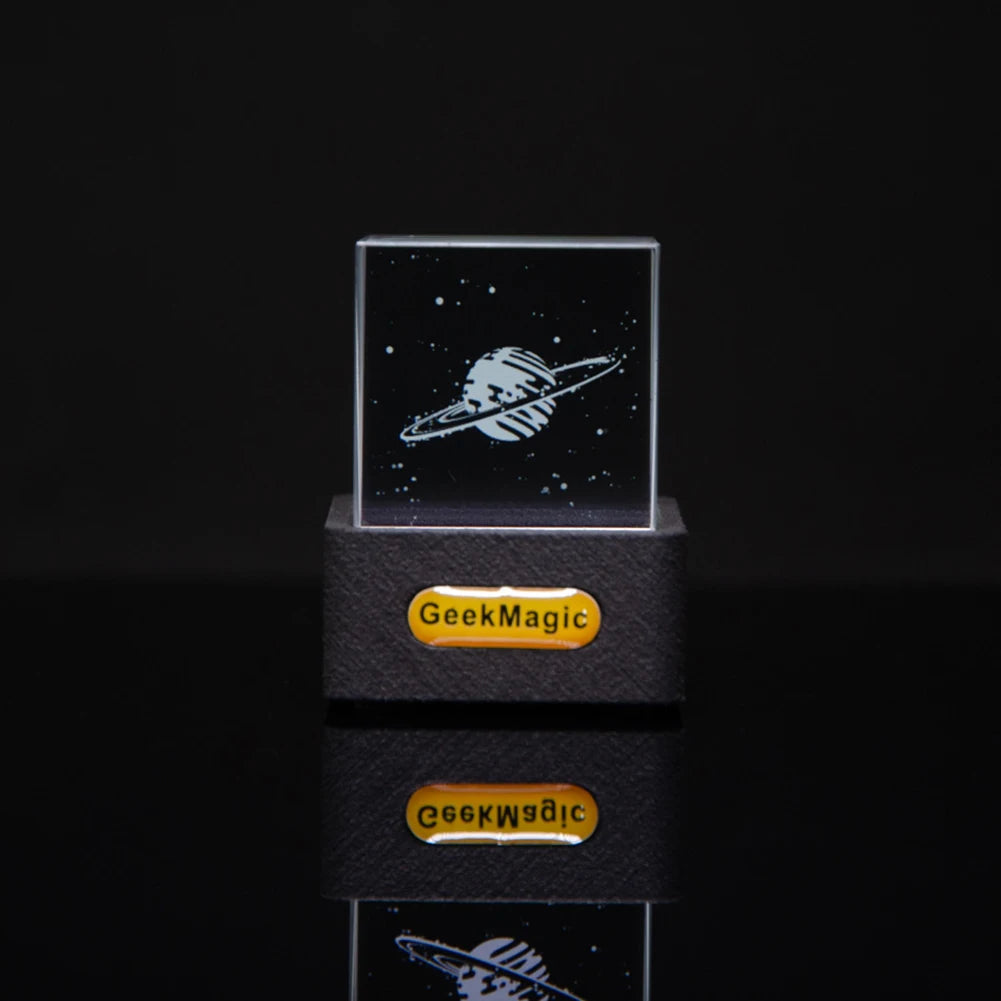 Crystal Cube Photo Display Holographic Desktop Smart Weather Station Digital Clock with GIF Animations Album