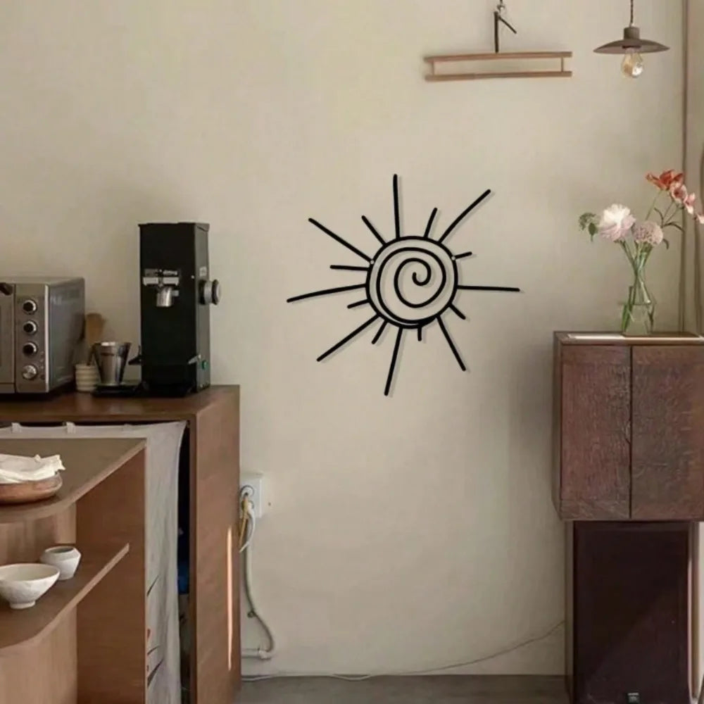 Handmade Bohemian Sun Burst Metal Wall Art - Exquisite Transverse Sunburst Hanging, Beach-Inspired Indoor/Outdoor Decor